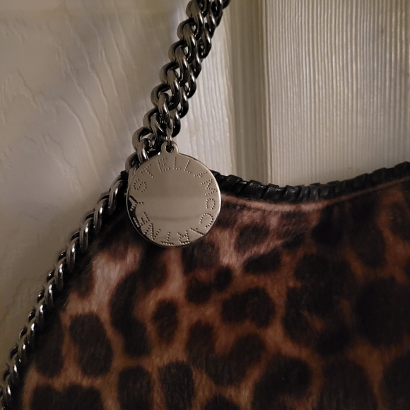 Stella McCartney Falabella Tote Bag in Leopard Print w/Chain Link Straps - Picture 2 of 13